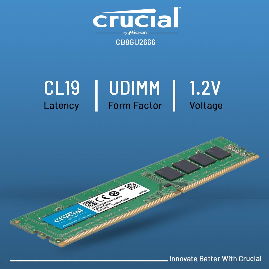 Crucial Basics DDR4 2666MHz CL19 1.2v Laptop Desktop Memory RAM Faster Performance Crucial Basics DDR4 2666MHz CL19 1.2v Laptop Desktop Memory RAM Faster Performance